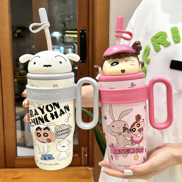防漏喝水杯316不锈钢保温杯两用便携保温杯可爱大容量防摔吸管杯