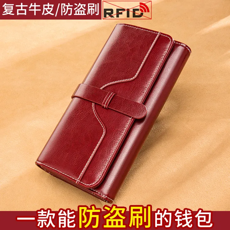 班亚奴女士钱包女长款2025新款时尚复古大容量真皮手拿包可放手机