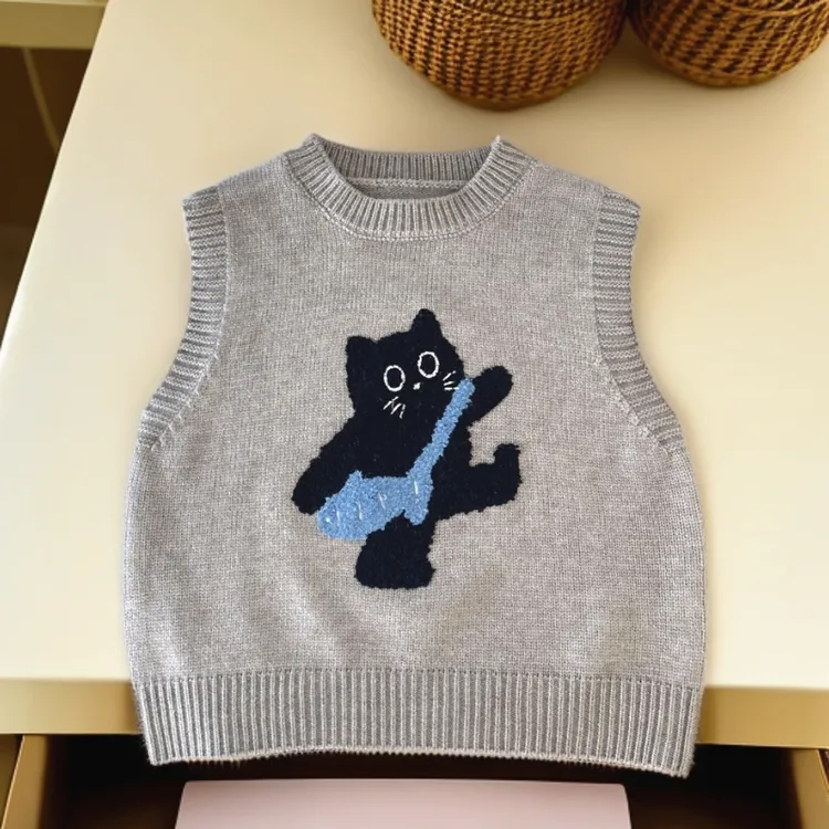 儿童毛衣马甲背心2025秋冬新款韩版洋气卡通男女外搭叠穿马夹坎肩