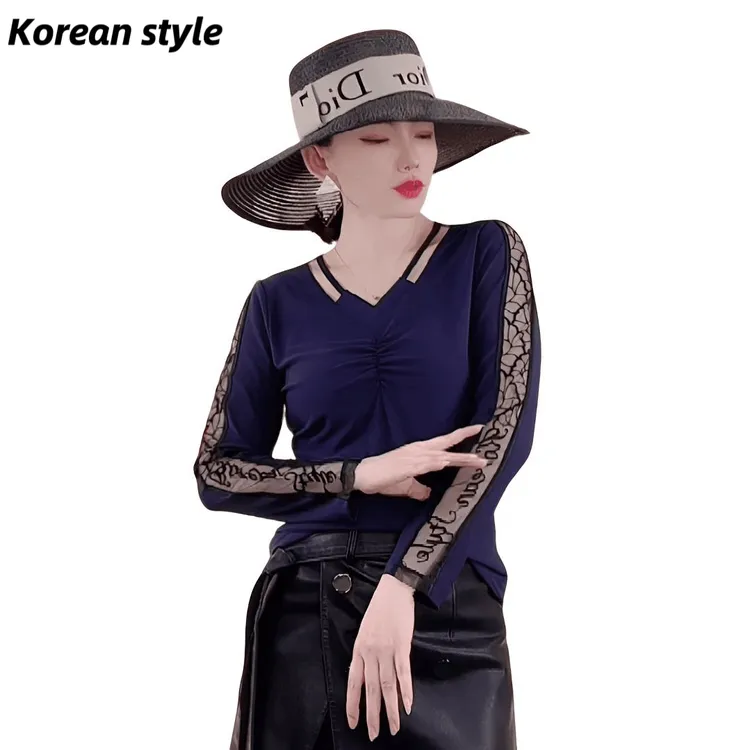 【Korean style】2697秋冬新款高级感修身时显瘦气质长袖百搭上衣