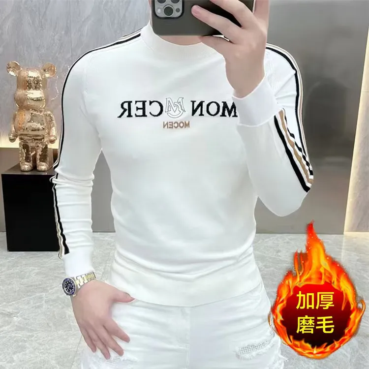 2025秋冬欧货新款个性加绒潮牌字母花网红潮流帅气长袖圆领卫衣男