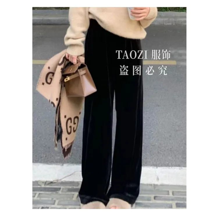 桃子自制【镇店裤】1020 秋冬季百搭显瘦丝绒裤真的好穿 版型特别好