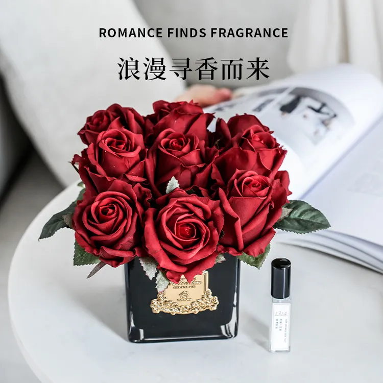 【天长地久】玫瑰香氛仿真花无火香薰室内持久家用客厅高级摆件礼物