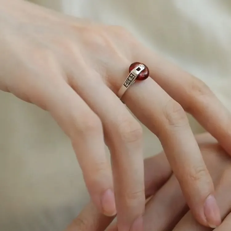 铜合金戒指 时来转运平安扣戒指女做旧复古招财尾戒偏财指环潮饰