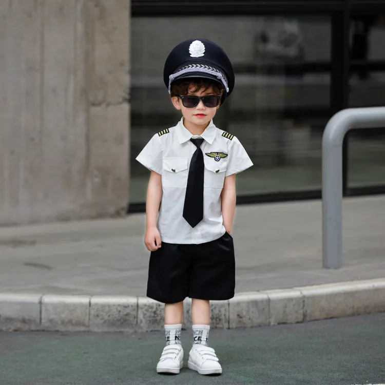 男童中国机长制服六一儿童表演服装宝宝夏季套装警察衣服警官礼服