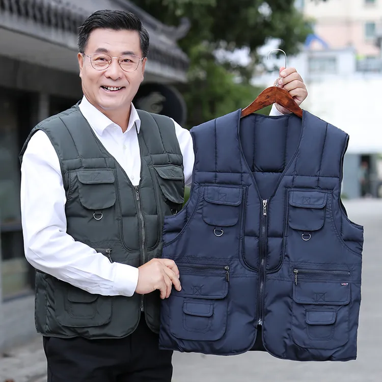 中老年男士加厚棉马甲户外钓鱼背心冬季保暖内穿马夹爸爸防寒坎肩