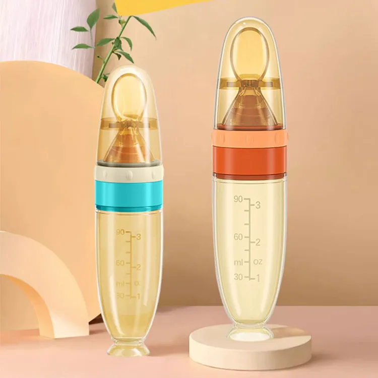 米糊勺挤压式婴儿辅食勺便携式硅胶软勺宝宝一体辅食工具喂食神器