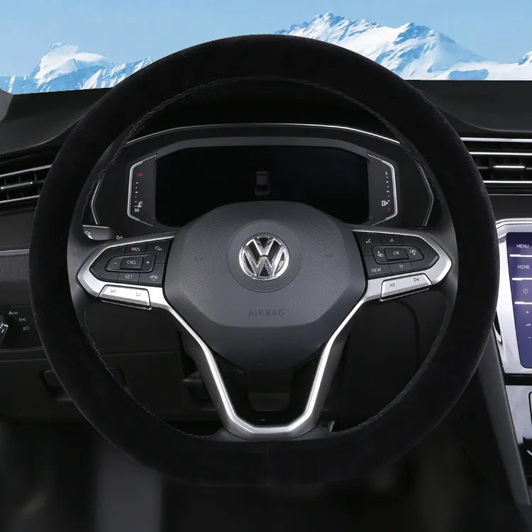 大众迈腾朗逸宝来帕萨特途观l速腾冬季短绒毛绒保暖方向盘套把套