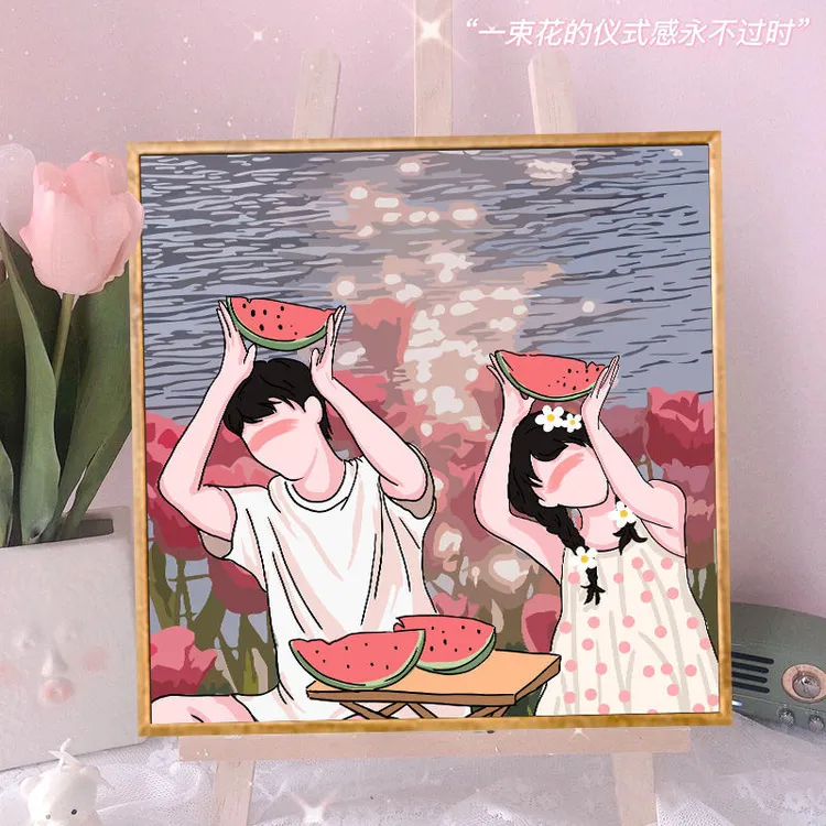 数字油画diy手工填充温柔治愈客厅装饰画手绘填色油彩画挂画礼物