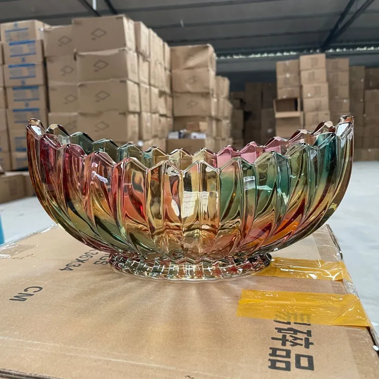 【彩色元宝】水晶玻璃水果盘轻奢网红干果盘简约个性风格零食盒摆件