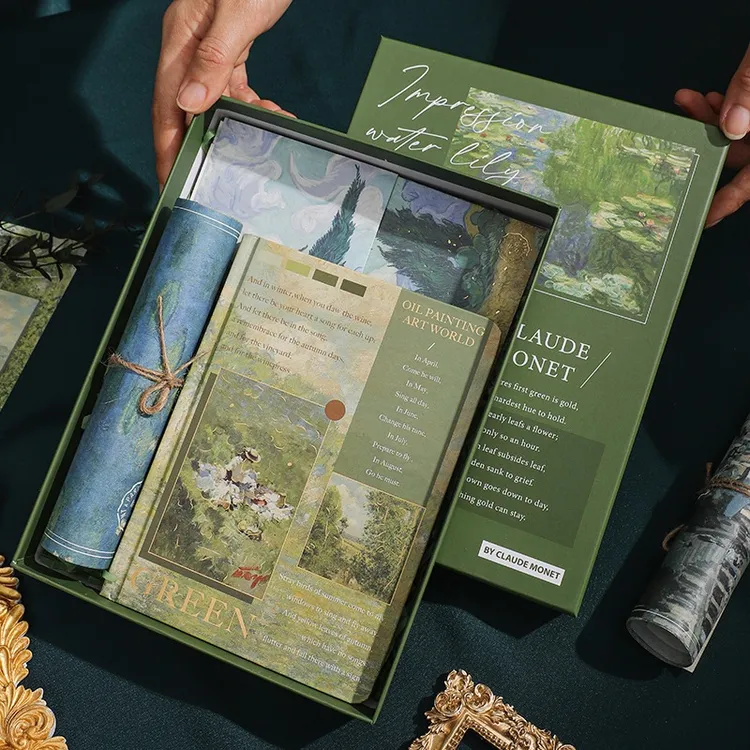 原创油画手账本礼盒套装文艺复古笔记本学生ins风送同学生日礼物