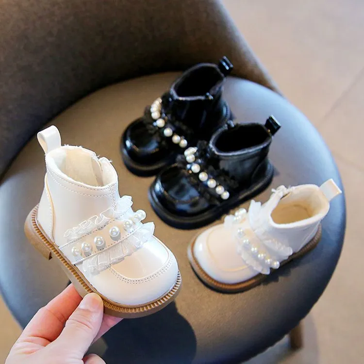 16-25码婴儿学步女童棉靴冬季女宝宝鞋子冬款加绒小童短靴公主鞋