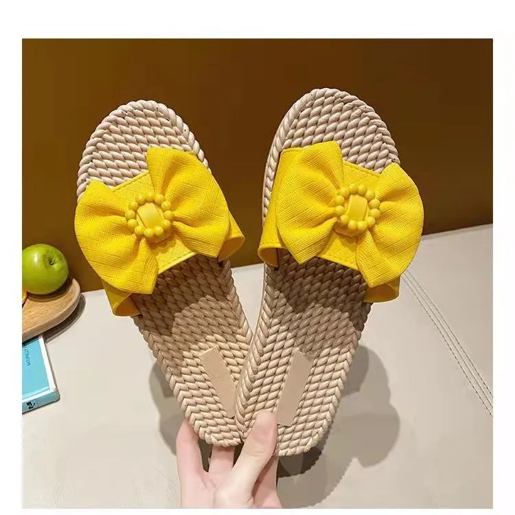 秋季时尚爆款平底拖鞋蝴蝶结百搭凉拖鞋外穿按摩底防水凉拖鞋