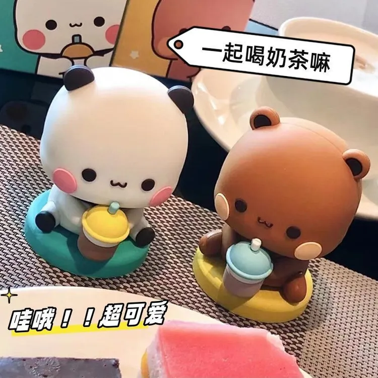 熊猫一二和布布桌面玩偶手办车载小摆件卡通可爱动漫周边潮玩公仔