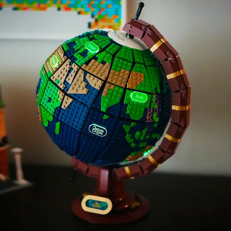 益智积木夜光地球仪IDEAS系列男女孩大益智拼装积木玩具模型礼物