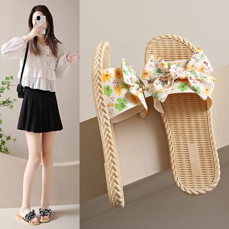 蝴蝶结拖鞋女外穿潮夏季新款时尚百搭仙女风凉拖鞋女外出沙滩女鞋