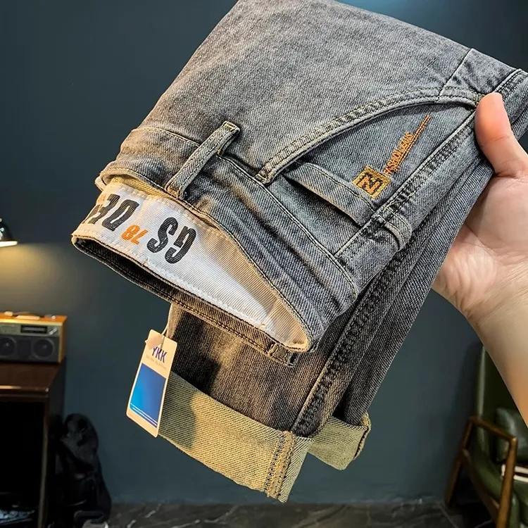 高端轻奢男士牛仔裤春季新款弹力直筒小脚韩版秋季百搭水洗休闲裤