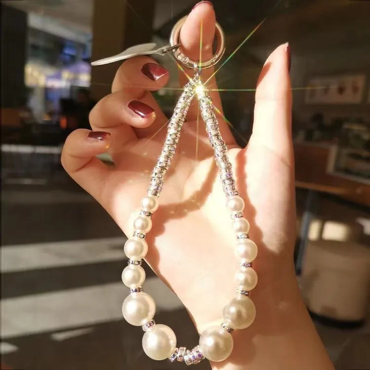 ins珍格手机挂绳高端带钻手腕链子手工串珠短链子水钻挂件ccd手链