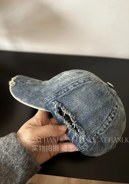 2024新品 美式复古街头潮搭 破洞字母设计棒球帽子男女个性鸭舌帽