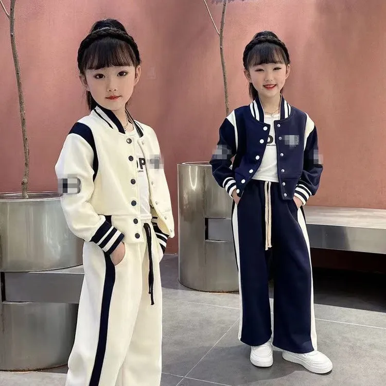 女童春秋套装2025新款春装洋气韩版时髦网红时髦儿童棒球服两件套