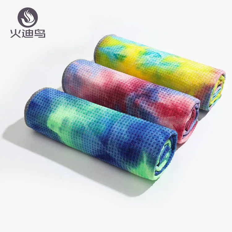 夏季加宽瑜伽铺巾吸汗透气扎染防滑巾便携可收纳瑜伽毯可机洗折叠