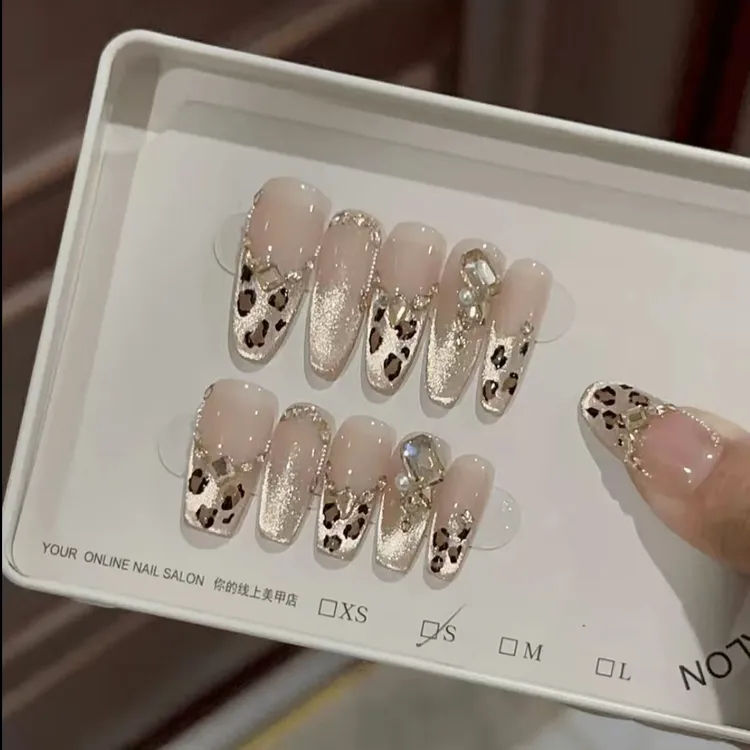 【落日熔金】轻奢气质高级感美拉德豹纹猫眼美甲穿戴甲尤莱特