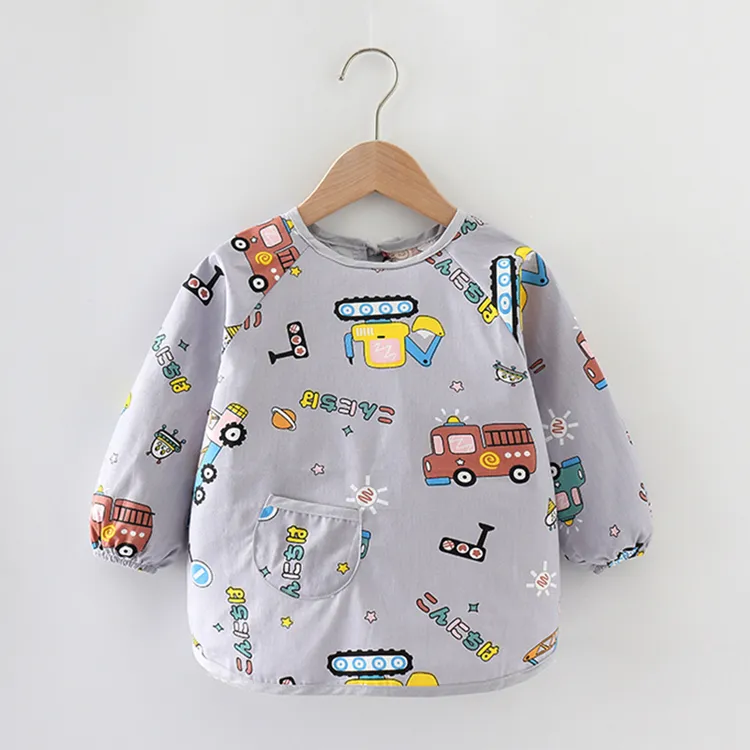 纯棉宝宝罩衣儿童围裙防水防脏男女春秋吃饭围兜婴幼儿小孩反穿衣