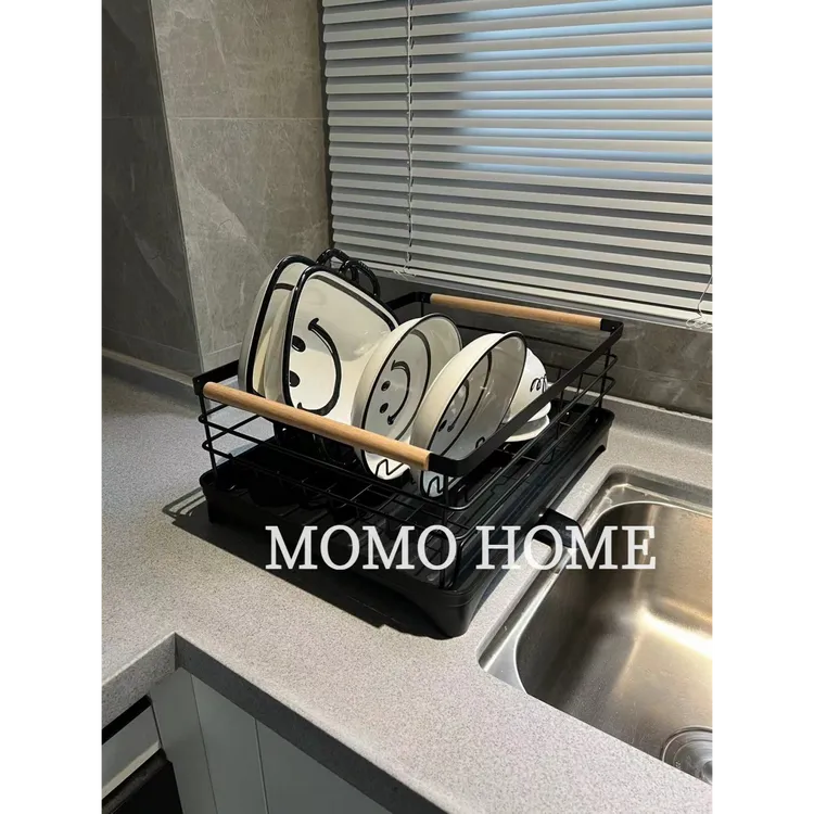 【专属】MOMO置物架餐具收纳沥水碗架沥水架日式铁艺双层碗碟架金属沥水架