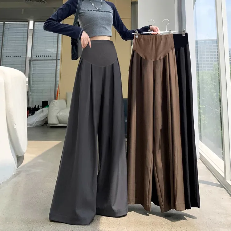 孕妇秋冬装大码时尚经典休闲阔腿瘦拖地裤高级感西装裤孕妇裤裙