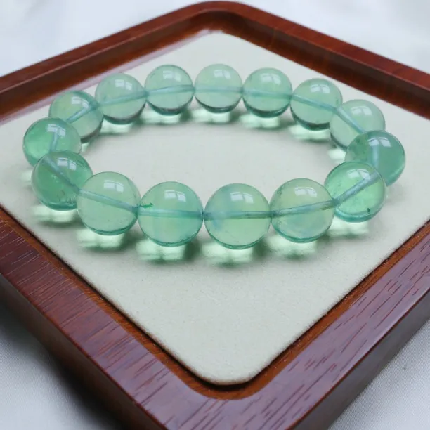 青尔珠宝 天然高冰绿萤石手串手链单圈（发一条）（内有晶体非净体）