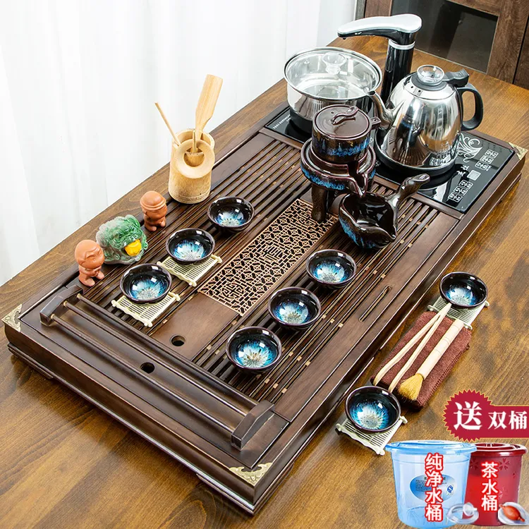 窑天下整套茶具套装家用简约实木茶盘一体全自动轻奢客厅泡茶台道商品图