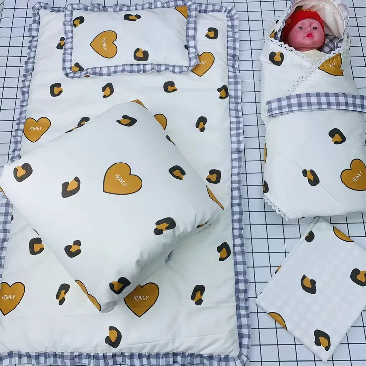 新生儿棉花被褥（六件套）可拆卸AB版婴儿出产房棉花被（一米）