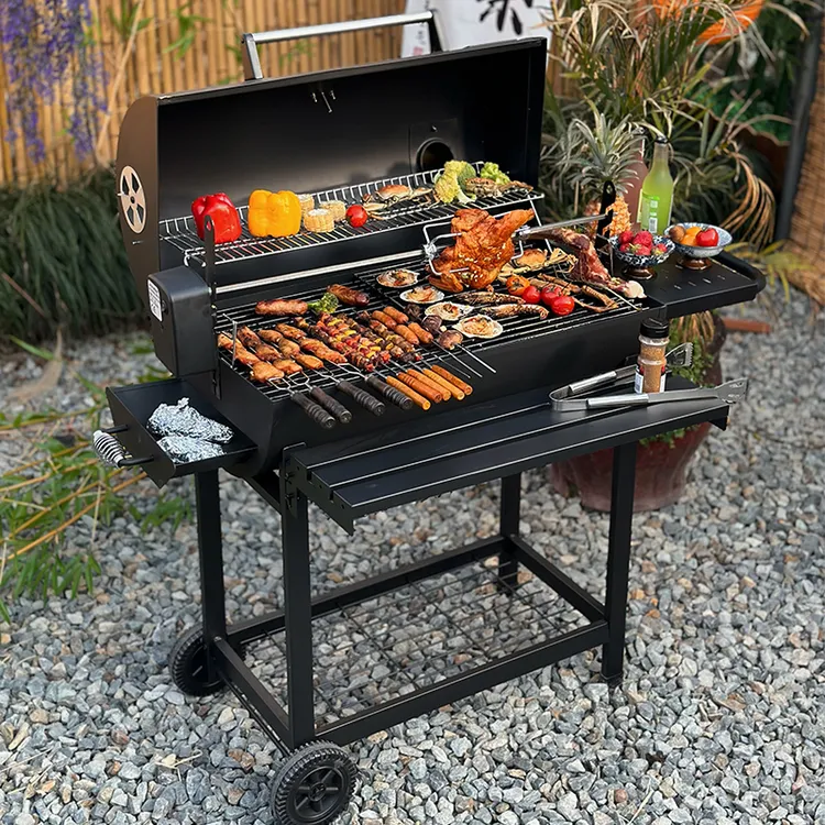 户外工匠烧烤炉家用别墅升级版超大木炭烧烤架便携加厚出口花园