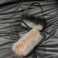 小雨姐姐【银幕腋下包】包包女2024新款水钻毛毛手提包单肩腋下包