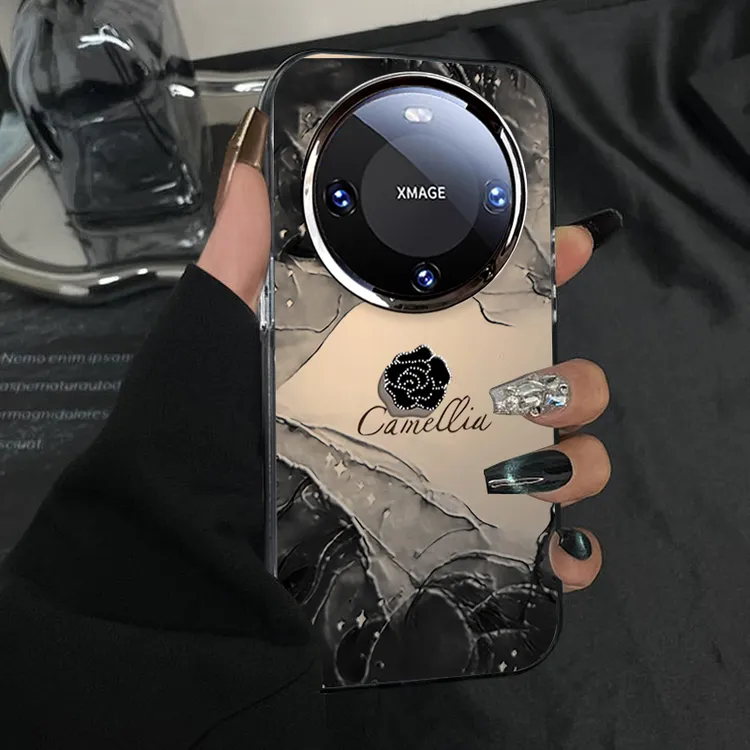 晕染山茶花适用华为mate70pro+手机壳女款小众创意防摔全包保护套