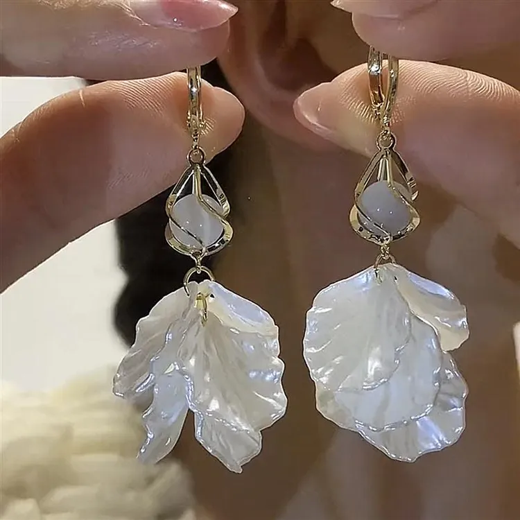 925银耳饰流苏长款独特小众设计感高级花朵耳环女夏气质耳饰2024