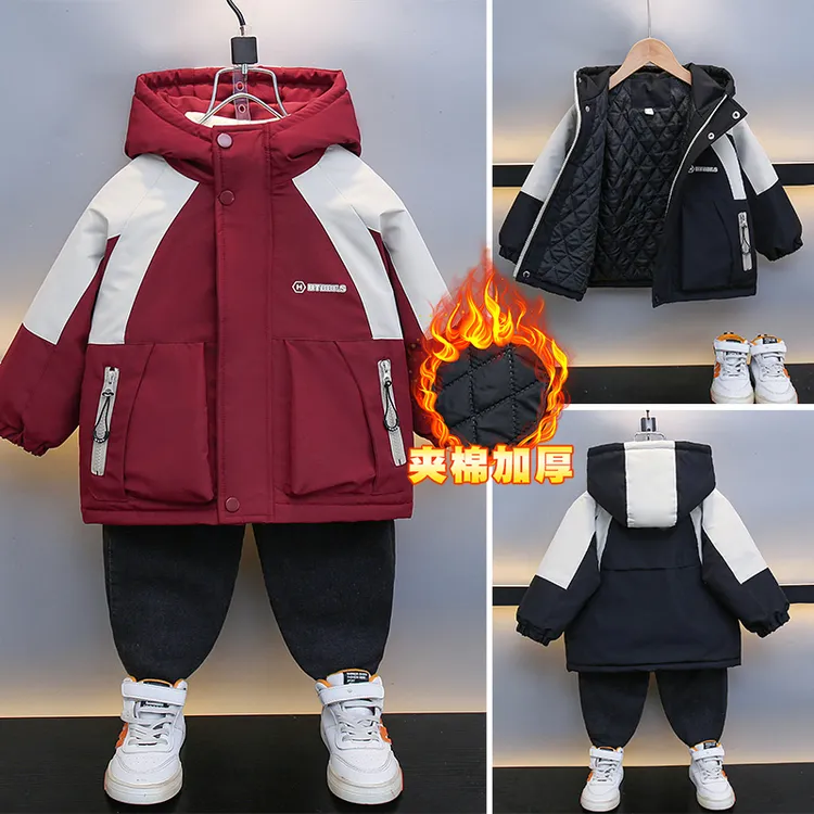 2025新款中小童洋气保暖冲锋衣时尚爆款夹棉儿童冬款夹棉韩版外套