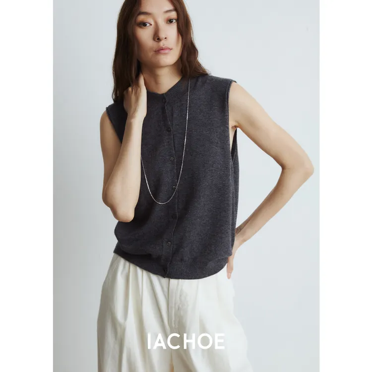 IACHOE羊毛羊绒马甲短款背心3561599005