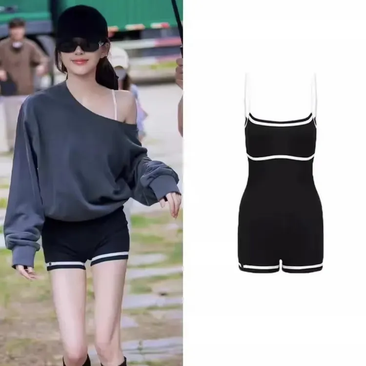【带胸垫套装】许我耀眼许妍同款衣服上衣吊带背心短裤套装卫衣