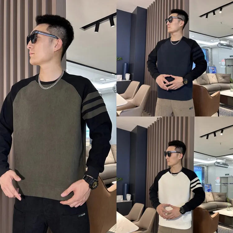 秋冬新款高品质大码灯芯绒圆领卫衣百搭修身显瘦男女情侣同款卫衣