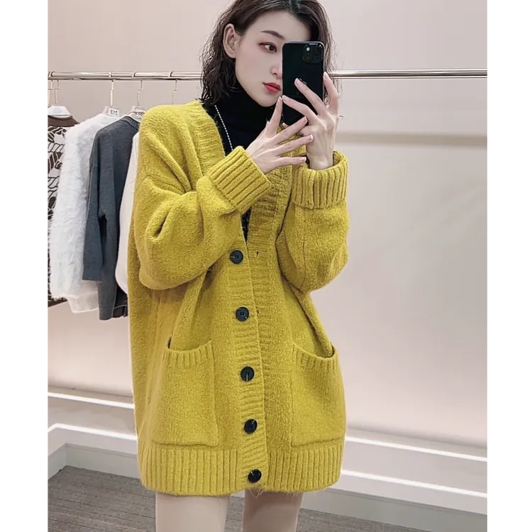 复古慵懒风毛混纺毛衣外套秋冬高级简约大衣松弛感穿搭毛衣女秋冬