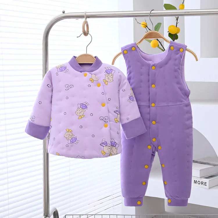 冬加厚新生婴幼儿童棉衣套装男女宝宝手工纯棉花棉服背带棉裤棉袄