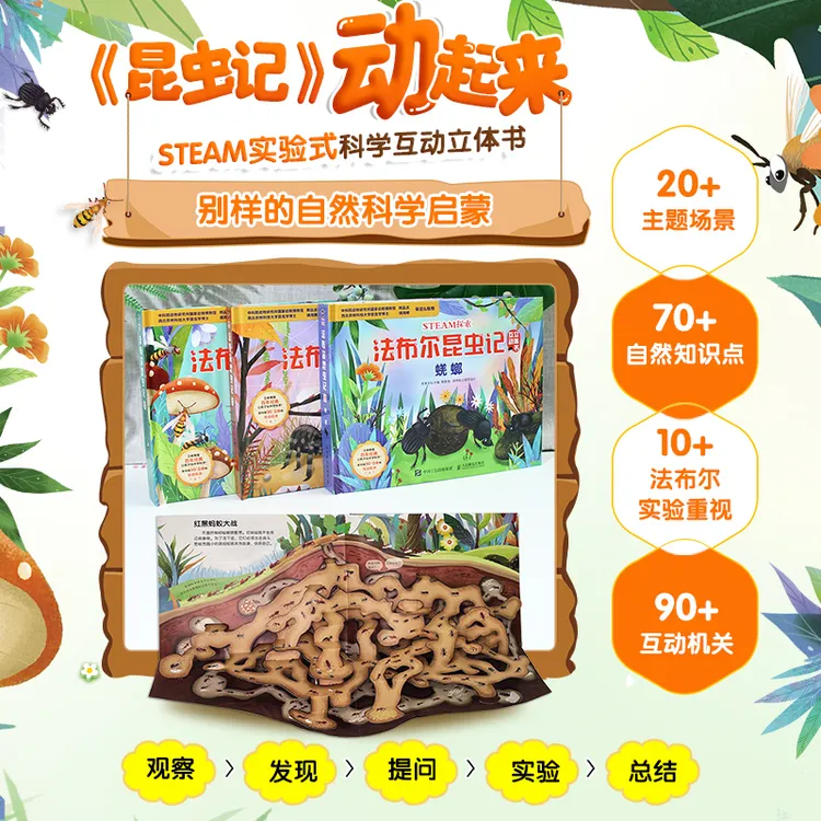 STEAM探索 法布尔昆虫记互动立体书 书中展现观察昆虫生活的过程