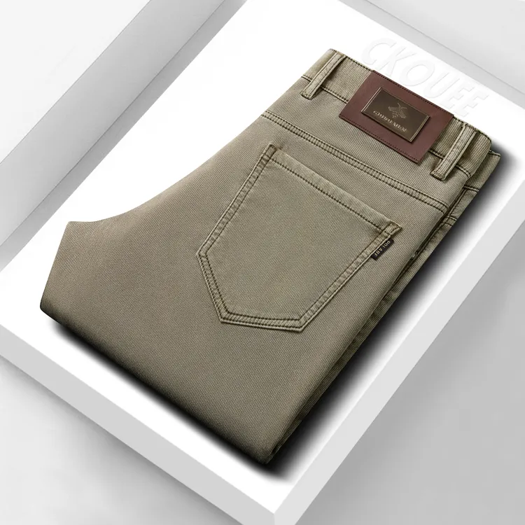 GDUOI秋季莱赛尔云感舒适商务休闲高档轻奢直筒修身男弹力休闲裤