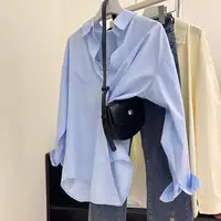 【现货】100%棉百搭衬衫韩版早秋新款女装宽松显瘦长袖防晒衬衣