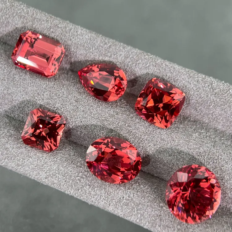 培育蓝宝石实验室培育高精切彩色宝石蓝宝石帕帕拉恰裸石日落色