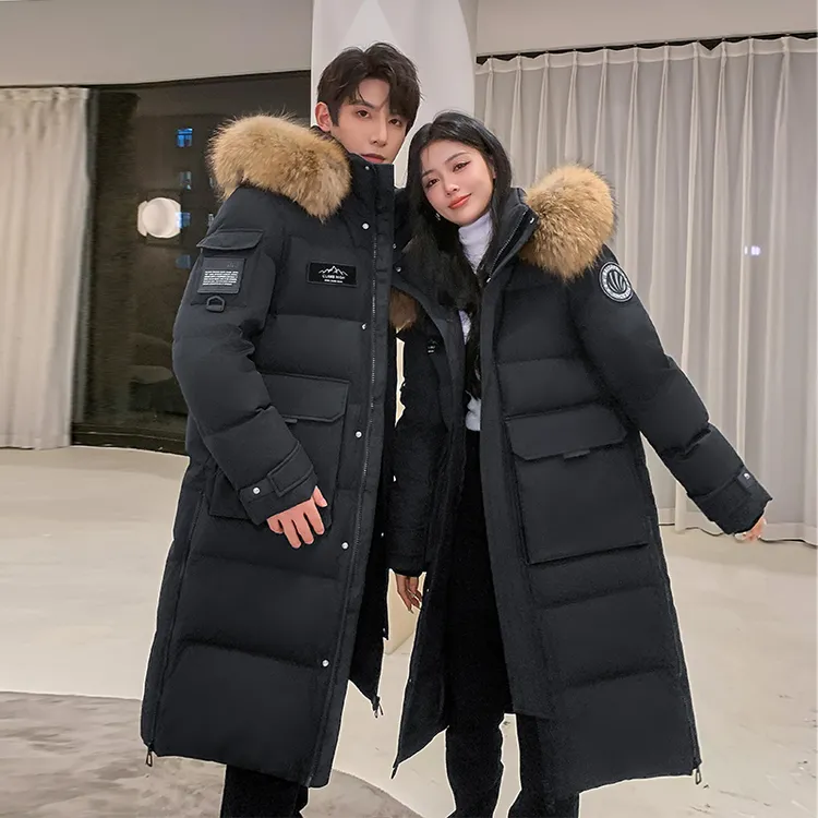 鹅绒羽绒服冬季新款情侣户外加厚保暖极寒过膝长款男女工装派克服