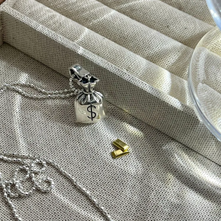 吊坠925银 纯银吊坠项链手工轻奢时尚复古小众个性坠链素款可爱