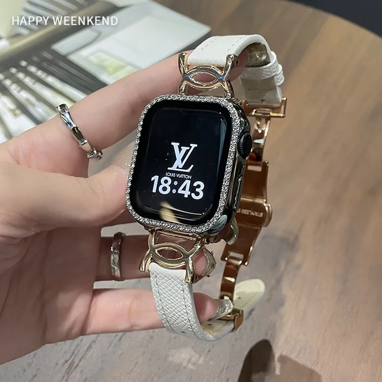 小香白色蝴蝶扣高级表带适用iwatch手表S11代苹果手表s1089SE表带