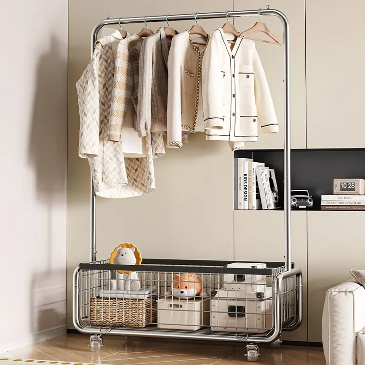 衣帽架落地家用移动晾衣架简易卧室隔夜衣服置物架轻奢服装挂衣架